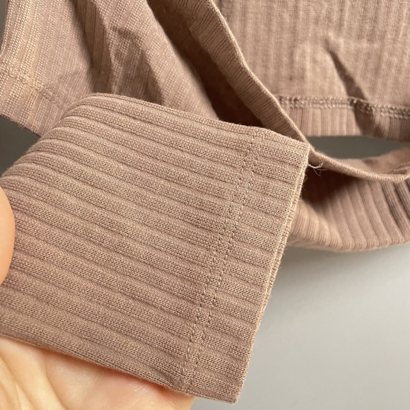 Ribbed Knit Top Long Sleeve Mock Neck Cutout Crop Top Trendy Stylish BP Sz S - Picture 3 of 5